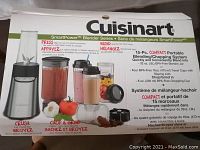 Box showing the Cuisinart Smart Power Blender series label with 15-piece compact portable blending/chopping system details.