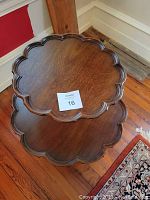 Top-down view showing the two tiers with scalloped pie crust edging.