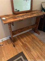 Front and side view of the hall table showing wood grain and design.