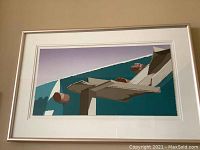 Full front view of framed serigraph showing artwork and matting.