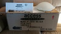 Box containing 4 unopened boxes of Access Lighting ceiling mount lights, model 23019-WH/ALB