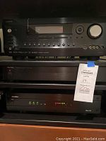 Front view showing Integra receiver, Rotel equalizer, Panamax unit