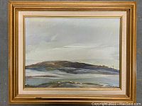 Front view of oil painting in gold wood frame