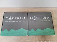 Two MACTREM branded boxes side by side, showing packaging for LED ring light kits.