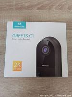 Box showing HeimVision GREETS C1 Smart Video Doorbell with 2K Ultra HD branding on front.