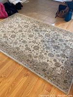 Full view of the hand tufted wool area rug showing overall size and pattern.