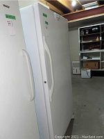 Front exterior view of freezer showing door, handle and overall condition