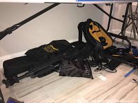 Overall view of support stands, carry cases and accessory bags