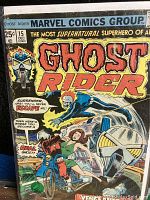 Close-up photo of Ghost Rider comic book cover #15 from Marvel Comics Group