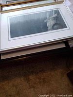 Full view of framed print showing frame and matting