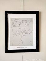 Framed full view of the lithograph art print titled "Male Torso" by Andy Warhol, showing the entire artwork and frame.