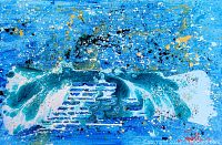 Frontal view of entire canvas showing full abstract composition