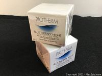 Two sealed boxes of Biotherm Blue Therapy Night Cream stacked