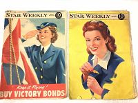 Cover of Star Weekly newspaper showing a woman saluting in uniform with text 'Keep it Flying! Buy Victory Bonds'.