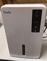 Front view of white Youfu dehumidifier with brand name and control panel