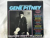 Front cover of the Gene Pitney Greatest Hits Of All Time album showing title, artist, image and some song titles.