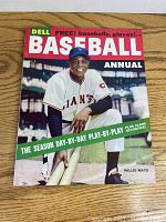 Front cover showing Willie Mays in Giants uniform with Dell Baseball Annual branding.