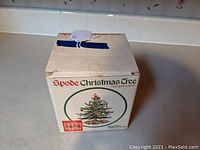 Original packaging box showing Spode Christmas Tree branding and design