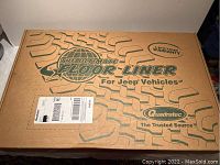 Box with branding for Ultimate Floor Liner for Jeep vehicles, Quadratec branded, lifetime warranty indicated.
