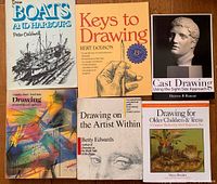 Top view of all six how-to-draw books laid out flat, showing cover artwork and titles.