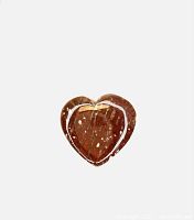 Close-up of hand carved red spotted jasper heart-shaped gemstone showing polish and spotted pattern.