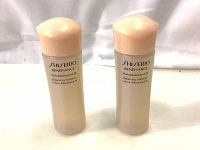 Front view of two 50ml bottles of Shiseido Benefiance WrinkleResist24 Balancing Softener Lotion with beige caps.