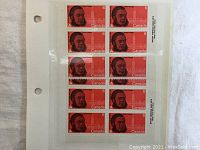 Sheet of 10 Canada 6 cent Sir Oliver Mowat stamps in corner blocks with red background and British American Bank Note inscription.