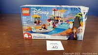 Front view of LEGO Disney Frozen 2 set box number 41165 showing Anna's Canoe Expedition with 108 pieces for ages 4+