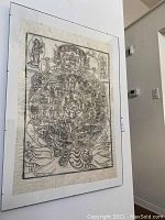 Full view of the Himalayan framed print hung on a white wall, showing the intricate mandala design.