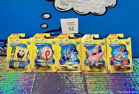 Full lot of 5 SpongeBob SquarePants Hot Wheels cars in packaging, excluding car #4 from the 6 car set
