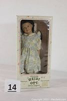Original boxed Heidi Ott Swiss Design doll inside its display box with branding visible