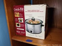 Photo of Rival Crock-Pot slow cooker box showing branding and features