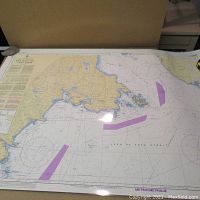 Full view of the nautical chart showing coastal geography and ocean areas with navigation marks.