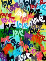 Full front view of the multicolor graffiti tag composition
