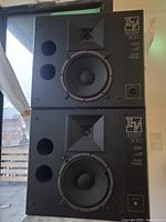 Front view of two stacked Electro-Voice Sentry 500 studio monitors