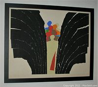 Front view of framed lithograph showing full abstract composition