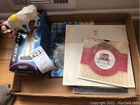 Elvis Presley bobblehead in box with magazines and framed commemorative stamp