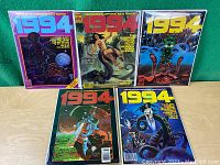 Five 1994 comic magazines displayed side by side showing full front covers with distinctive science fiction and fantasy art.