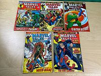 Front view showing five Marvel Tales Starring Spider-Man comic books, numbered 39, 41, 43, 45, and 54.