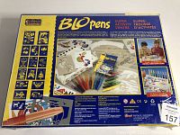 Back of box showing contents list and illustrations of stencils and markers