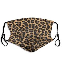 Leopard print adjustable washable face mask with black ear loops