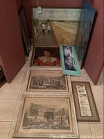 All eight framed pieces arranged on floor