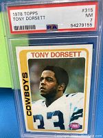 Front of the 1978 Tony Dorsett football card with PSA grading label showing grade 7 and card number 315.