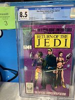 Front cover of the 1983 Star Wars Return of the Jedi #1 comic book, graded CGC 8.5, showing the characters and title design.
