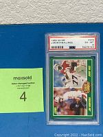 Front view of 1989 Score football card showing Joe Montana and Jerry Rice with PSA grading label at top.