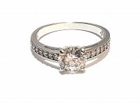 Front view showing 7mm round clear crystal centerpiece and detail of band with small crystals.