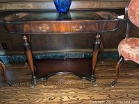 Full side view of desk showing overall design, finish and condition