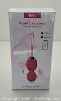 Front view of sealed MELO II Kegel Exerciser box showing product image and features.