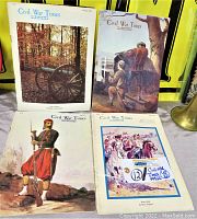 Four vintage Civil War Times Illustrated magazines with detailed illustrated covers showing Civil War themes and figures.