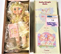 Dolly Dingle doll in original box with box showing vintage artwork and labeling.